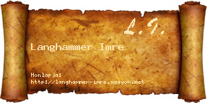 Langhammer Imre névjegykártya